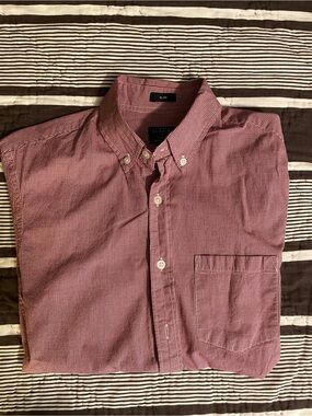 J. Crew Slim Red Micro-Check Button-Down Shirt